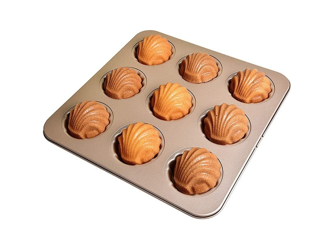 Molde Madeleine 9 Cavidades Antiadherente Dorado