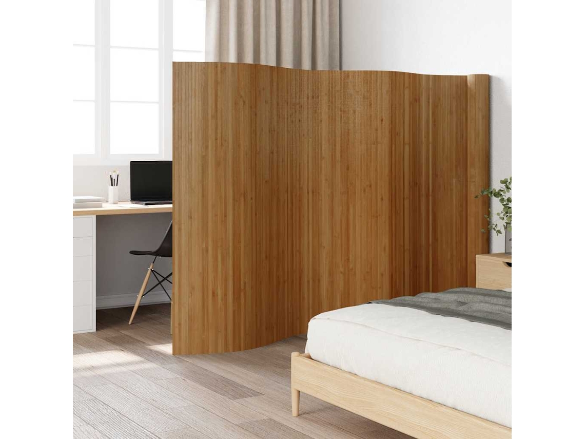 Biombo plegable | Separador de ambientes Ancho 800 cm Alto 165 cm Bambú marrón