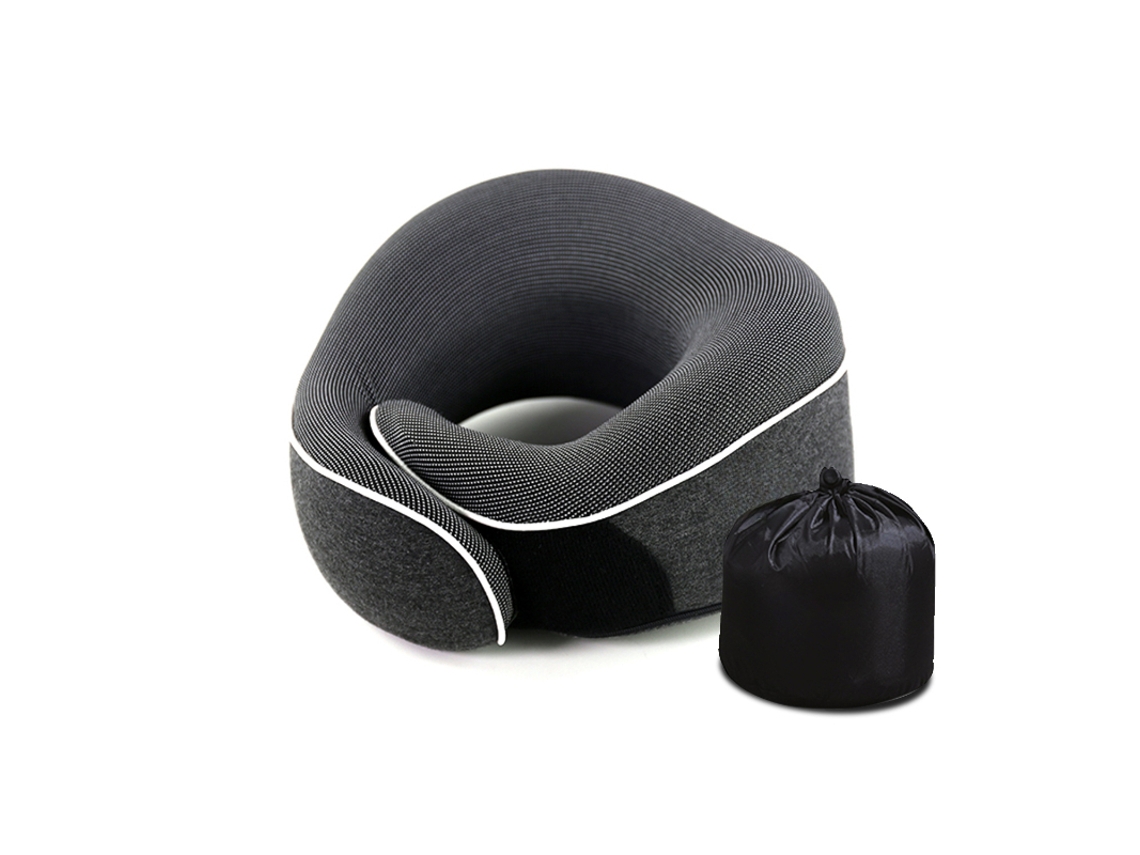 Almohada Cervical De Espuma Viscoelástica Portátil En Forma De U Cómoda Para Viajes Con Soporte Cervical De 360° (negro) Cuich