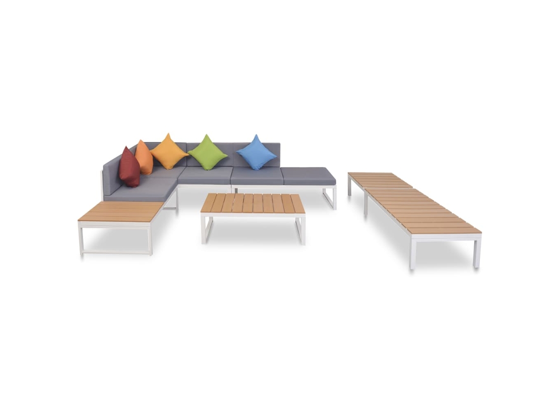 Conjunto de salón de jardín de 5 piezas con cojines y WPC DKD Home Decor