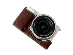 Bolsa de cuero con textura de lichi para cámara Sony ZV E10 con ranura para batería Facpoet
