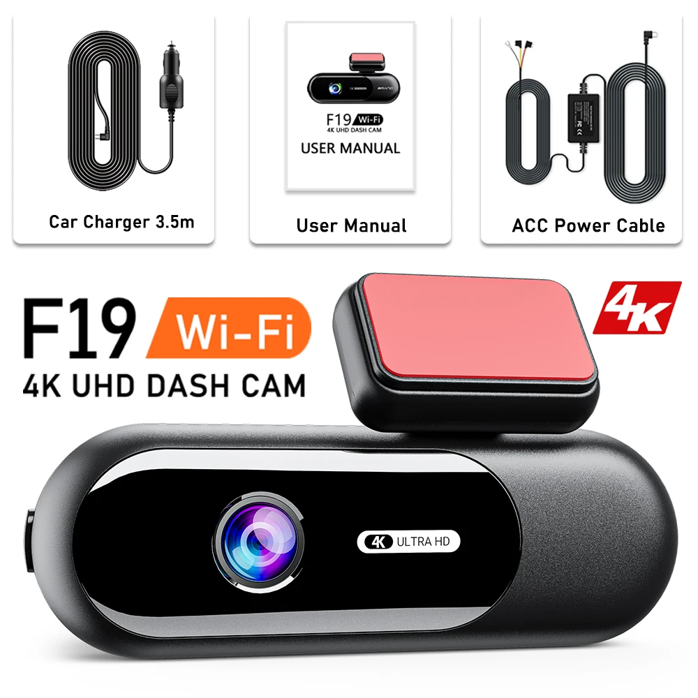Kit Cableado Para Tarjeta Sd De 256g)cámara Para Tablero De Automóvil Con Grabación De Ultra Alta Definición 4k Función De Visión Nocturna Hdr