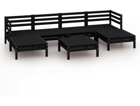Conjunto 7 de muebles de jardín VIDAXL madera maciza de pino negro