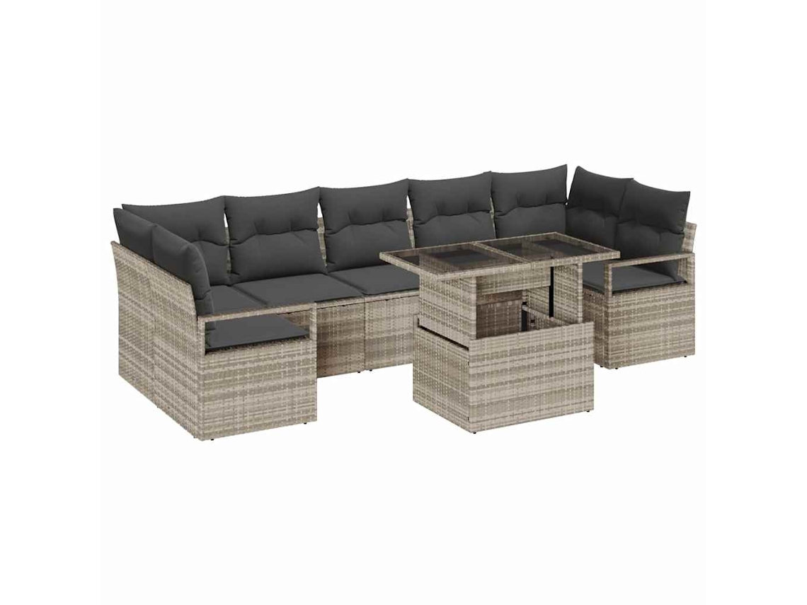 Maison Exclusive - Conjunto De Sofá De Jardín 8 Pcs Gris Claro Ratán Sintético
