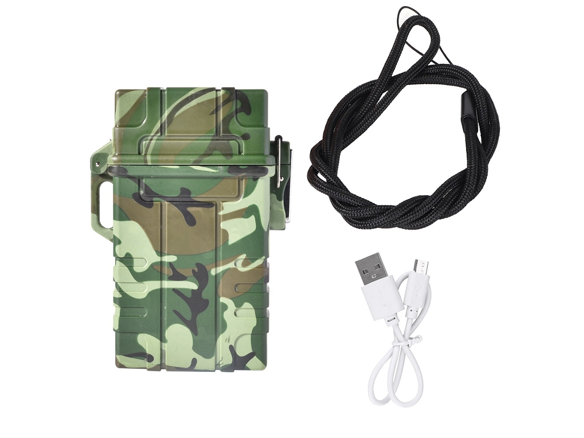 Isqueiro Elétrico Recarregável Usb Com Estojo Para Cigarros Camuflagem Para Uso Ao Ar Livre
