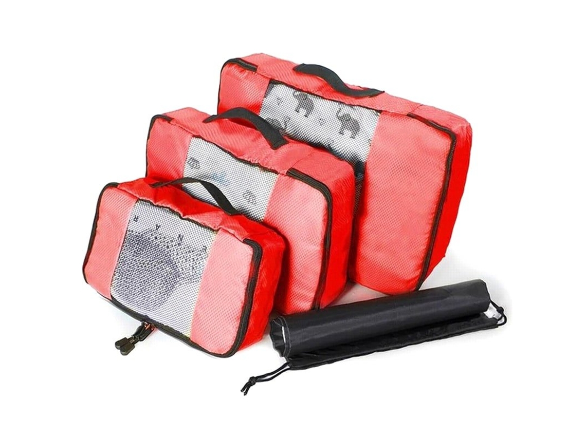 Set organizador en Mesh, 3 piezas - Rojo