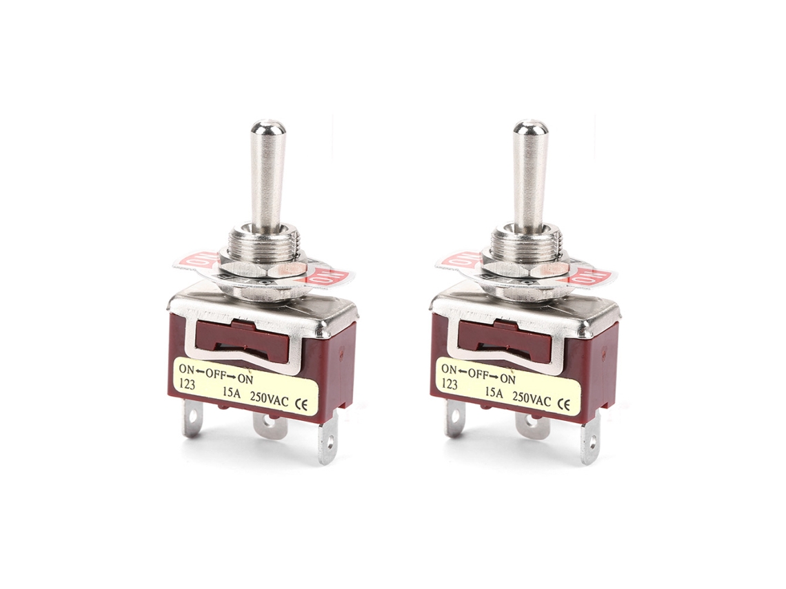 2pcs Interruptor De Palanca Momentáneo On Off On 12mm 3 Pines 3 Posiciones 15a 250v