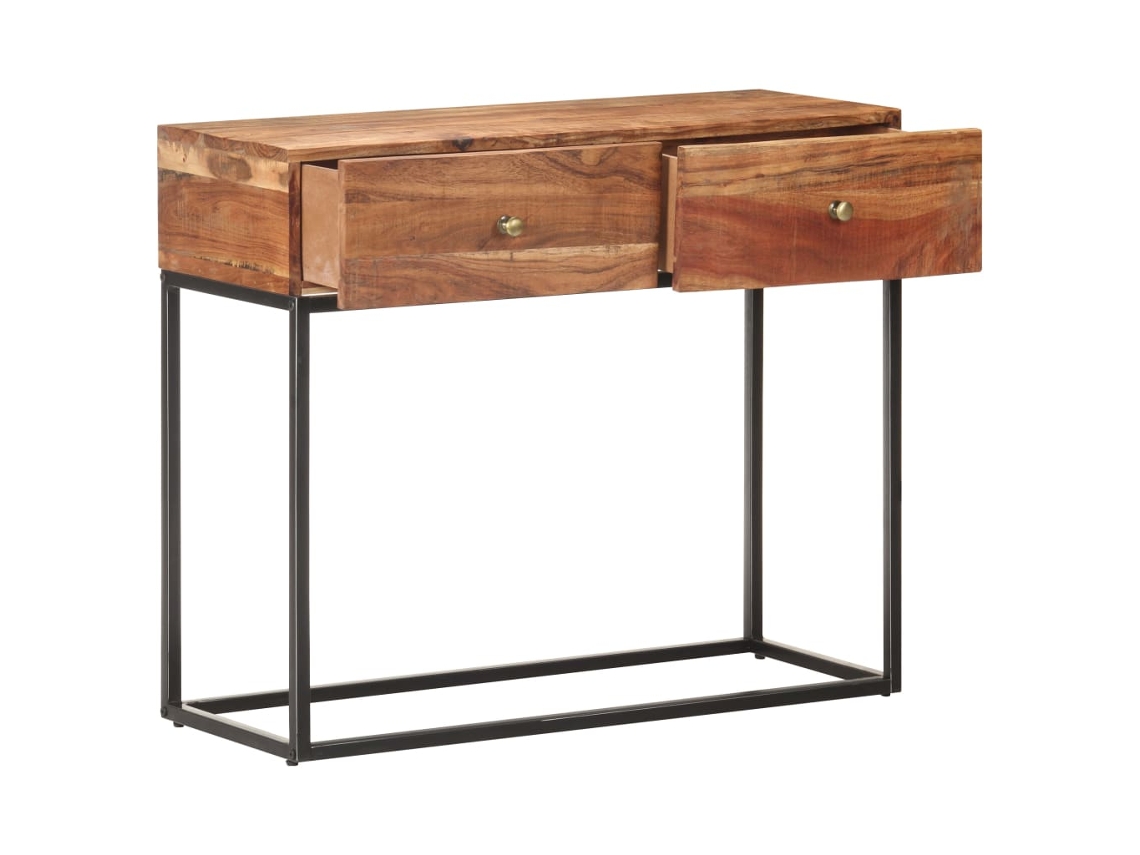 Mesa Consola | Mesa De Entrada | Mesa De Apoyo De Madera De Acacia Rugosa 90x35x75 Cm
