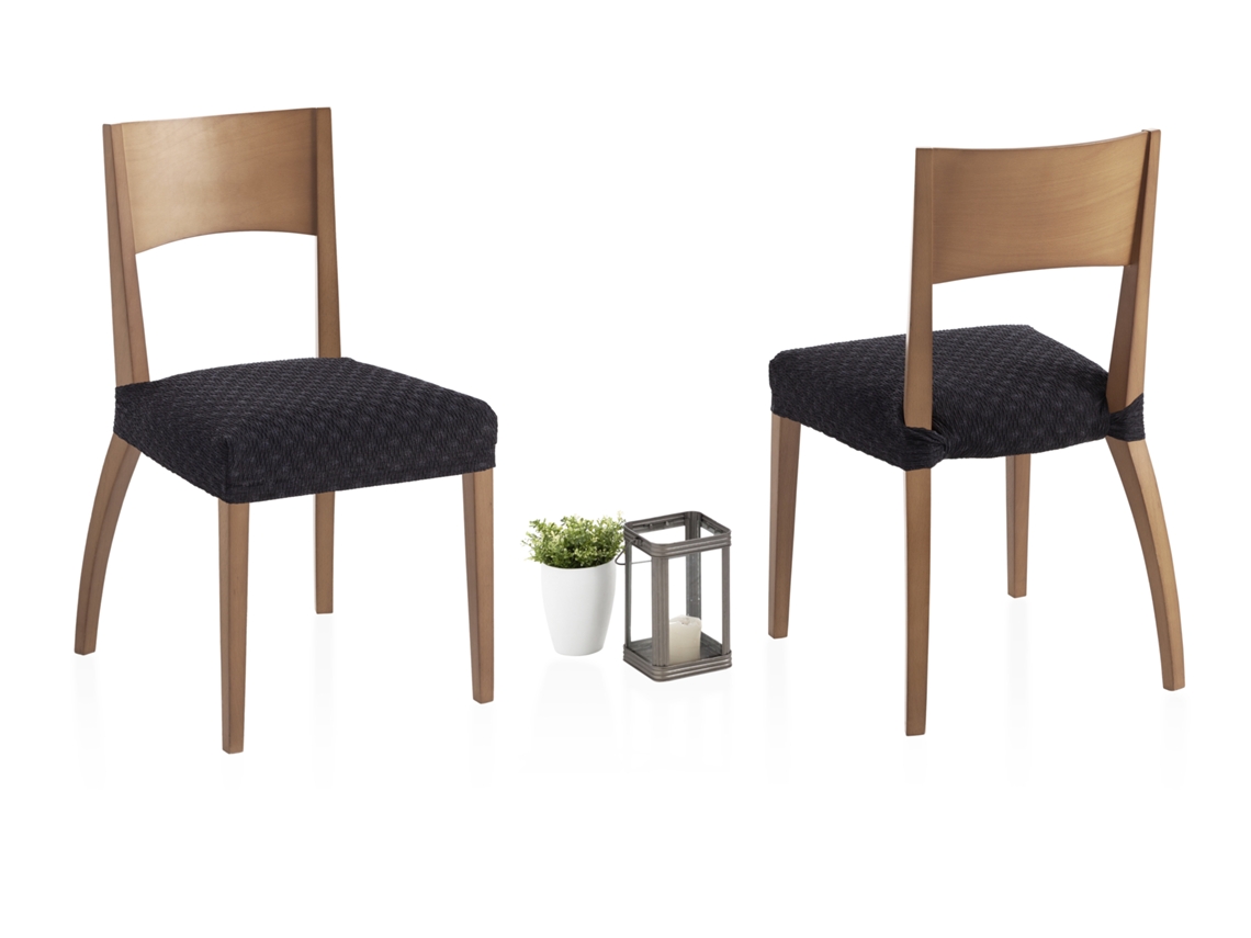 Pack de 2 Fundas Elásticas para Silla Olivia MILICA (45 x 45 cm - 60% Poliéster y 35% Algodón - Negro)