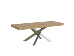 Mesa extensible Volantis Premium de roble natural 200/304x90 cm, patas multicolor, 4 unidades, Itamoby
