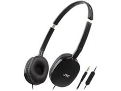 Ha-S160M-BU Auriculares compactos, planos y plegables, de color brillante, con interruptor de encendido/apagado de micrófono, ideales para JVC