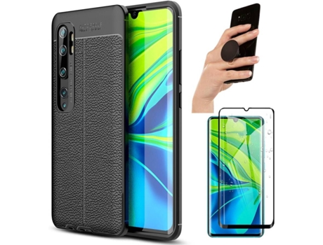 Carcasa, Protector y Popsocket Xiaomi Mi Note 10 Pro Rugged Leather Negro