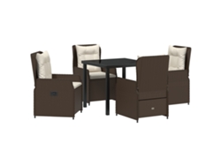 Conjunto de comedor de jardín de 5 piezas vidaxl, ratán pulido, marrón
