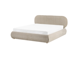 Cama De Casal Beliani Campan De Tecido Creme 160x200