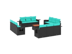 Maison Exclusive - Conjunto De Sofá De Jardín De 13 Piezas Con Cojines, De Poliratán Negro