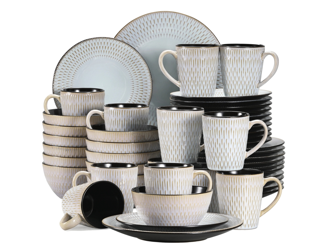 Juego de vajilla, diseño elegante, cerámica duradera, gris Pluvo 48 piezas OEM