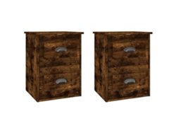 Juego de mesitas de noche de pared de roble ahumado MAISON EXCLUSIVE 41,5x36x53 cm