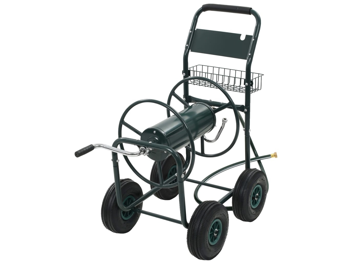 vidaXL Carrito de manguera para jardín conector de 1/2" acero 75 m