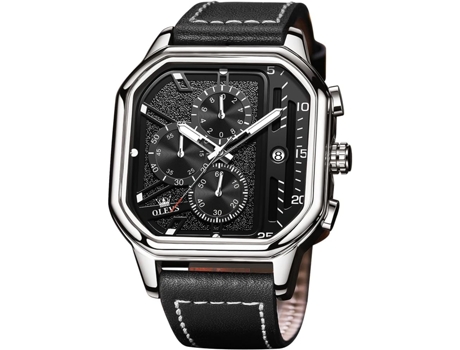 VEANXIN Reloj de acero inoxidable resistente al agua con cronógrafo de buceo profesional de silicona para hombre con fecha(plata)