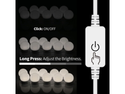 Rebe-kit De Luces Led Para Espejo De Tocador Con 14 Bombillas Regulables, Cable Retráctil Y Alimentación Usb Para Maquillaje Y Salón De Belleza