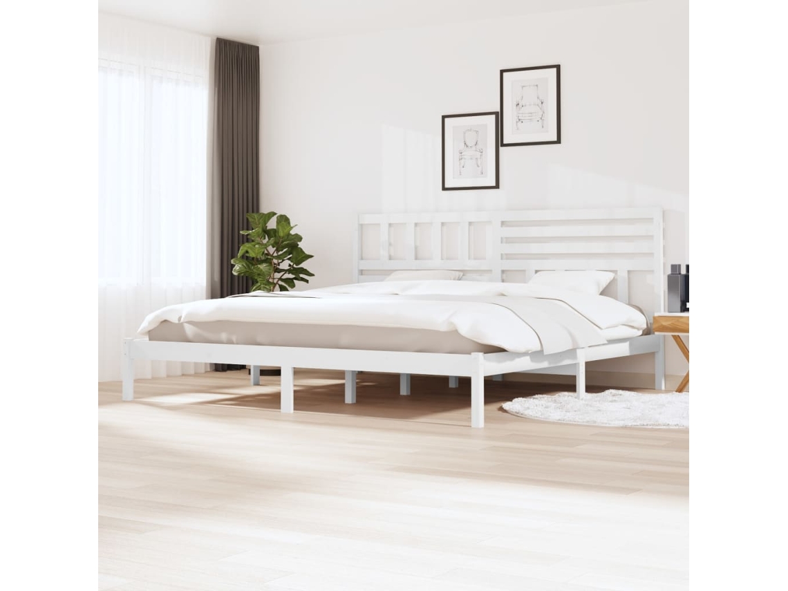 Estructura De Cama Sin Colchón Madera De Pino Blanco 200x200 Cm
