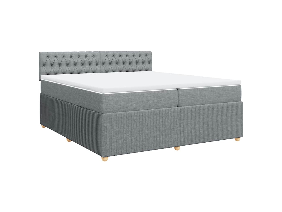 Maison Exclusive - Cama Box Spring Con Colchón Tela Gris Claro 200x200 Cm