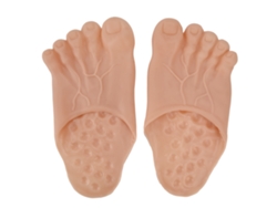1 Par De Pantuflas De Vinilo Con Diseño De Pie Grande Para Fiestas De Disfraces De Halloween, Color Amarillo Y Rosa.