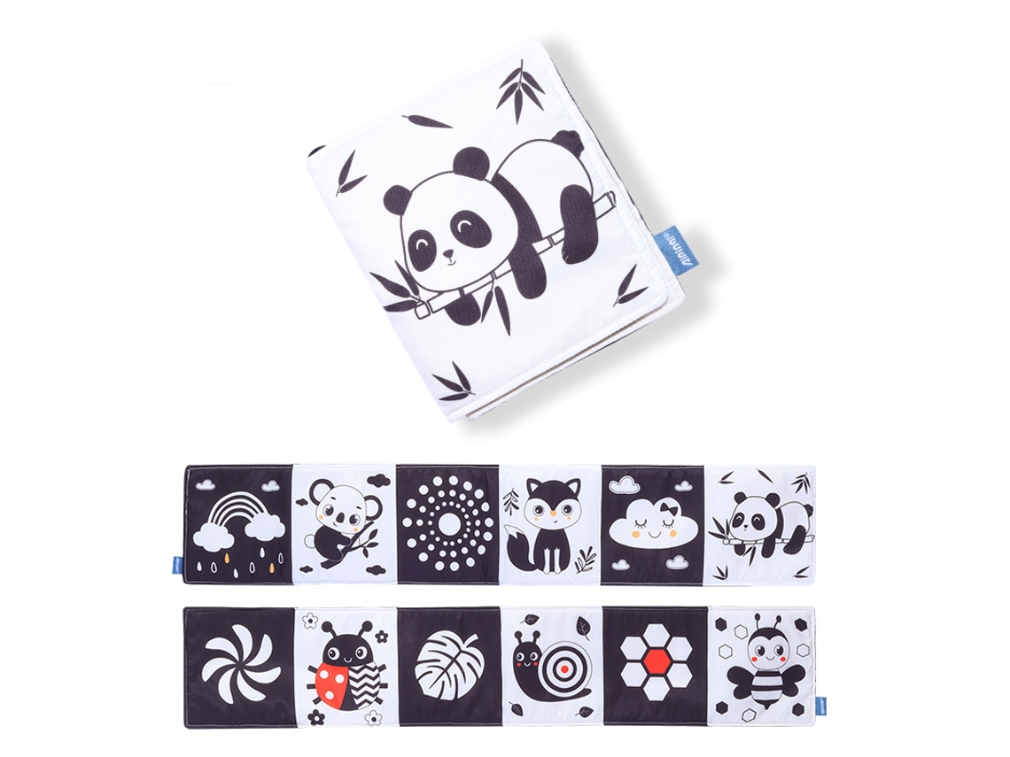 Libro de tela suave para bebés con tacto 3D y alto contraste, juguete educativo para bebés Mdug (panda)