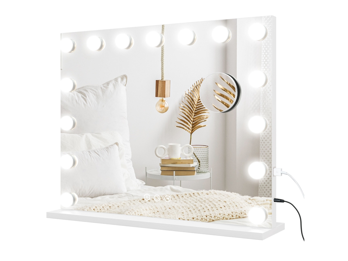 Espejo Maquillaje Led 3 Modos Usb Control Táctil 58x48 Cm Blanco