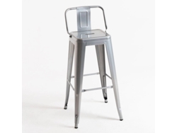 DUDECOR Taburete Leeds Con Respaldo Gris Metalizado
