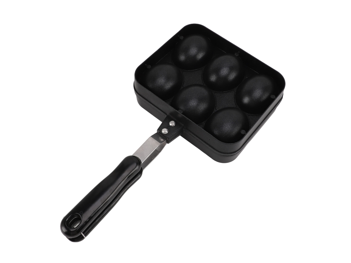 Sartén antiadherente para takoyaki con 6 agujeros para barbacoa, dos lados