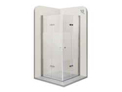 Mampara de Ducha Emma 90x90x180cm -NO REVERSIBLE- Puerta plegable, Ajuste 88,5-90,5x88,5-90,5cm - Perfiles Cromados, Cristal parcial satinado 6mm