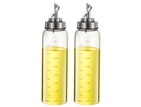 Botella De Vinagre Y Aceite De 500 Ml, Dispensador De Aceite De Acero Inoxidable Y Contenedor De Botella De Aceite De Oliva De Vidrio (2 Uds) ZMDECQNA