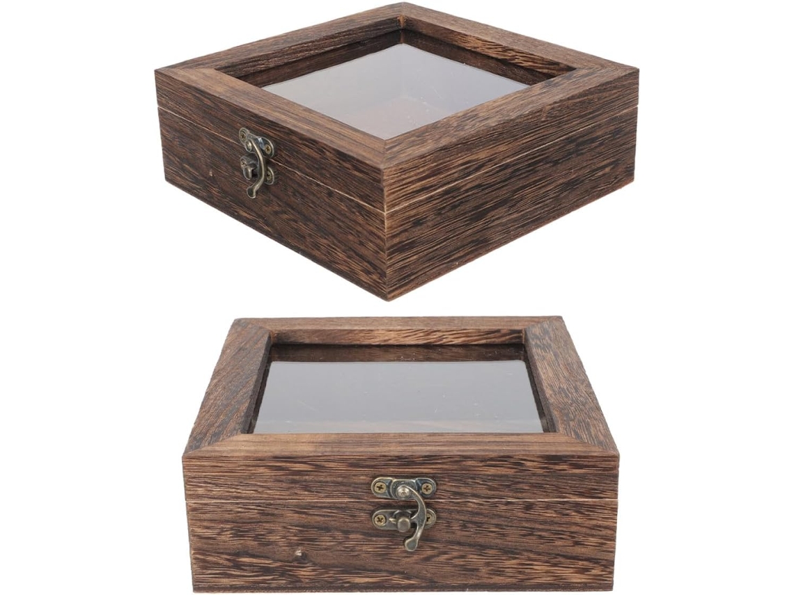 Caja de madera retro para especímenes de insectos, 2 piezas, marco educativo, tapa de material sintético, colección GOKOCO