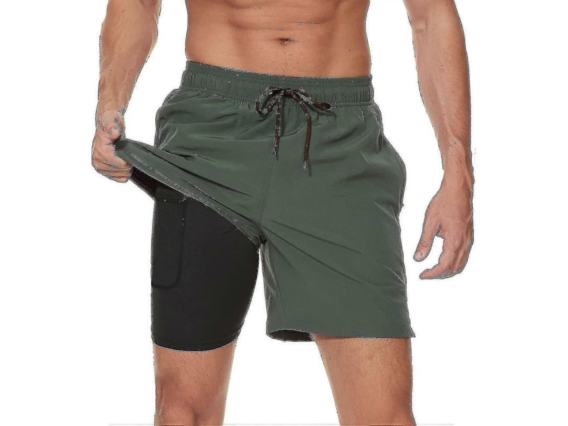 2026-pantalones Cortos De Baño Hombre Con Liner De Compresión Rápido Secado Y Bolsillos