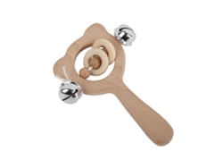 Sonajero De Madera De Haya Con Forma De Oso Y Cascabel Para La Dentición, Juguete Para Bebé.