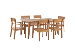 Conjunto de comedor 6 plazas de madera de acacia clara BELIANI Fornelli