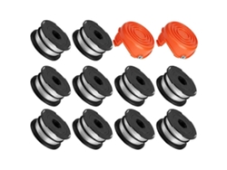 10 Carretes De Repuesto, 2 Tapas De Carrete Para Cortacésped Black Decker Gh750 Gh710 Gh700, Df-065-bkp Rc-065-p