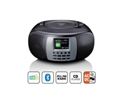Radio portátil Dab/Fm con reproductor de CD Bluetooth y pantalla LCD grande en color Scd-860Bk Negro-Gris LENCO