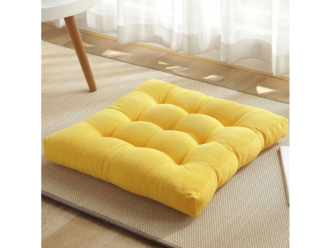 2026-almohada Cuadrada Para Suelo Meditación Yoga 18x18 Pulgadas Amarillo Brillante Suave Cómoda