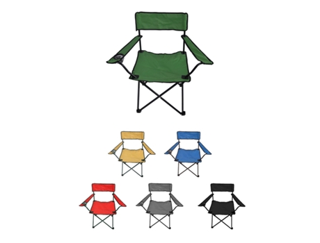 Silla de Camping Plegable Con Portavasos Metal Y Lona 80X80X49 Cm Verde JARDIN202