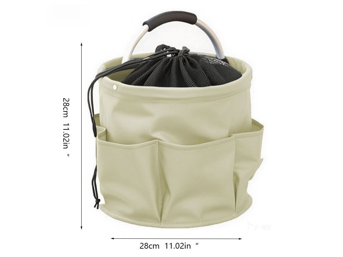 Cesta de almacenamiento plegable y portátil para camping, picnics y organización de herramientas (estilo cordón / beige) Czhhmart