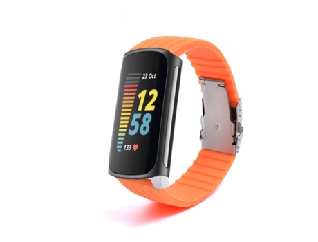Correa Silicona Líquida para Fitbit by Google Charge 5 Naranja