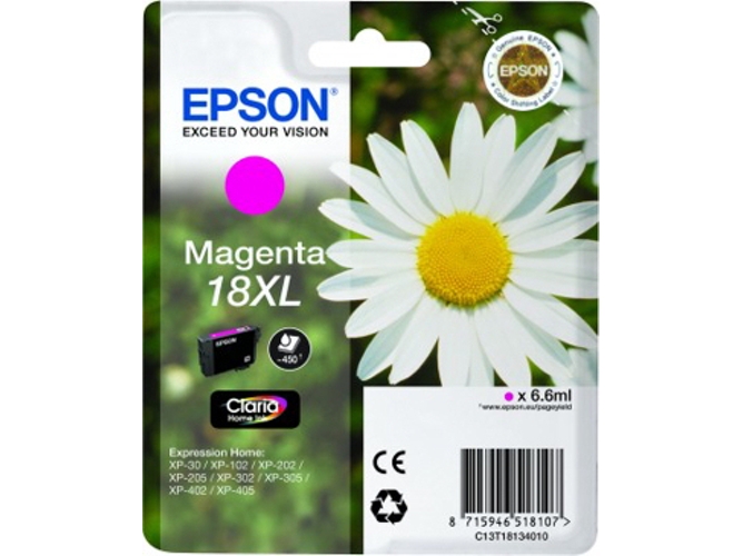 Cartucho de tinta original EPSON, Tinta Claria Home, 18XL, Margarita 6,6 ml , Magenta, C13T18134022, T1813