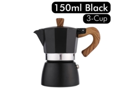 Cafetera negra-150 ml Cafetera espresso italiana de aluminio Moka Mango de madera Colador plateado-rojo-negro Cafetera