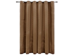 Maison Exclusive - Cortina Opaca Con Anillas De Metal Terciopelo Beige 290x245 Cm