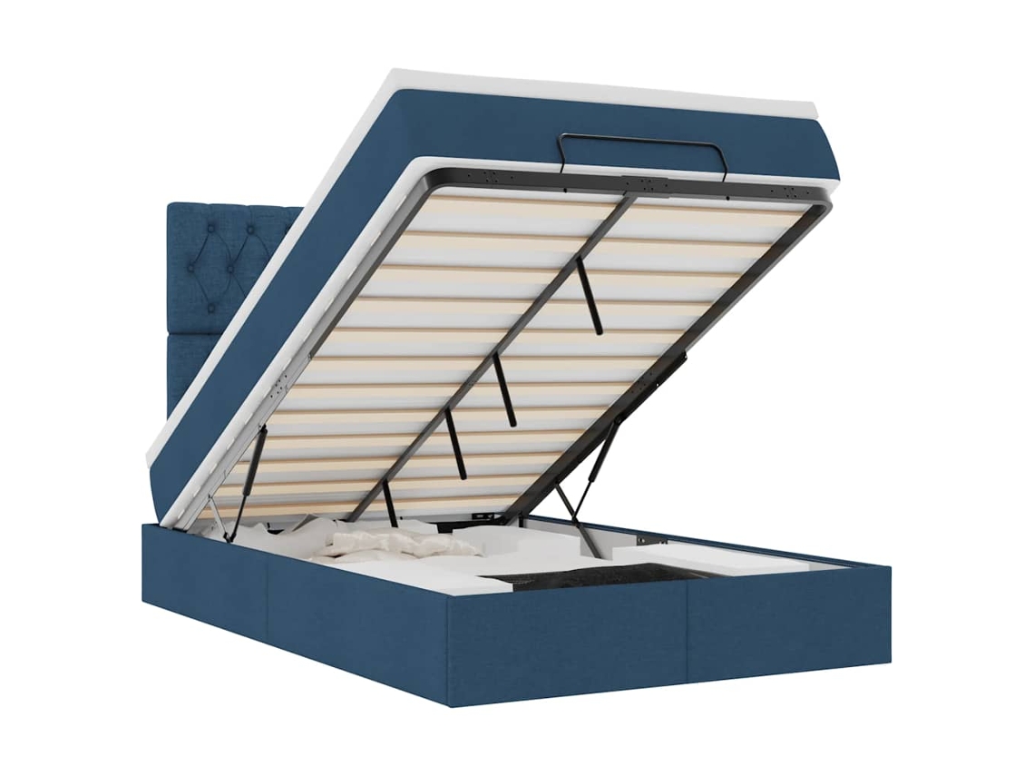 Maison Exclusive - Estructura De Cama Otomana Colchón Tela Azul 120x190 Cm
