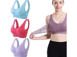 2026-3pcs Sutiã De Formação Com Turmalina Sem Fio Ajustável Elevador Frontal Cruzado Para Mulheres S Morado Azul Rojo