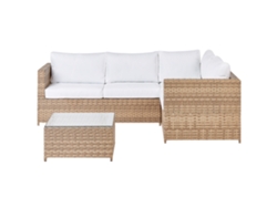 Conjunto de Exterior Avola Moderno de Ratán en Ratán Sintético Blanco 212X144X77 BELIANI