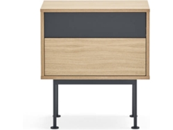 Mesita de Noche BAZAR MONDIALE Yoko (Gris - MDF y Metal - 52x35x54 cm)